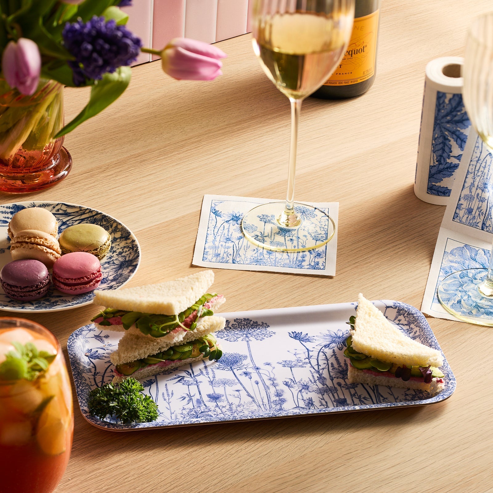 Summer Blues Small Rectangular Birchwood Tray