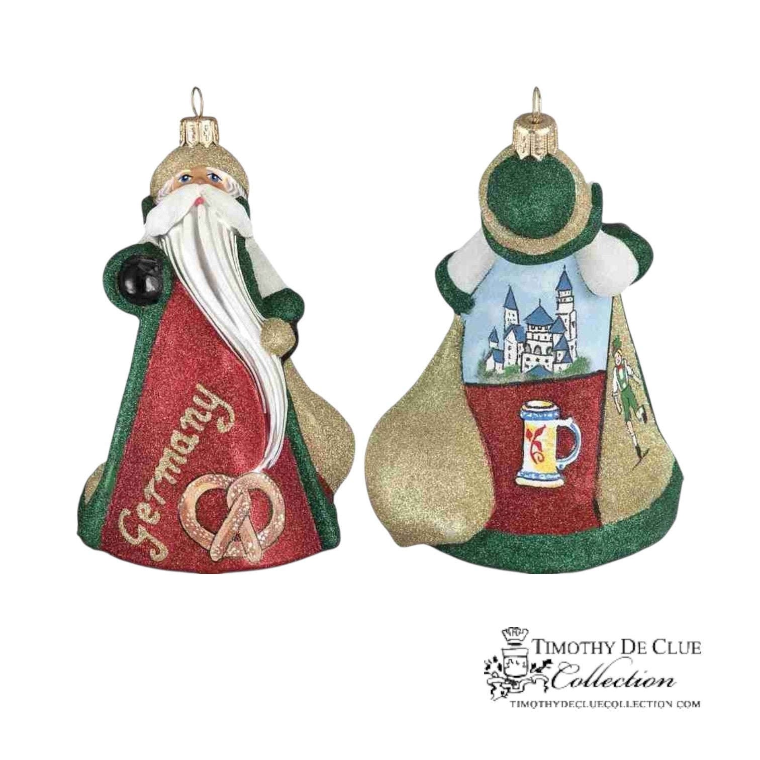 Santa around the world Germany Glitteratzi  Joy to The World Christmas Ornament
