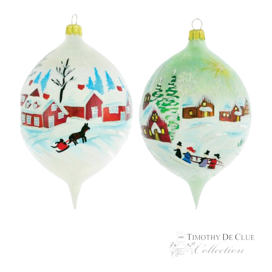 Heartfully Yours "Vermont Winter 2023" S/2 22143 Ornament by Artist Christopher Radko | Timothy De Clue Collection