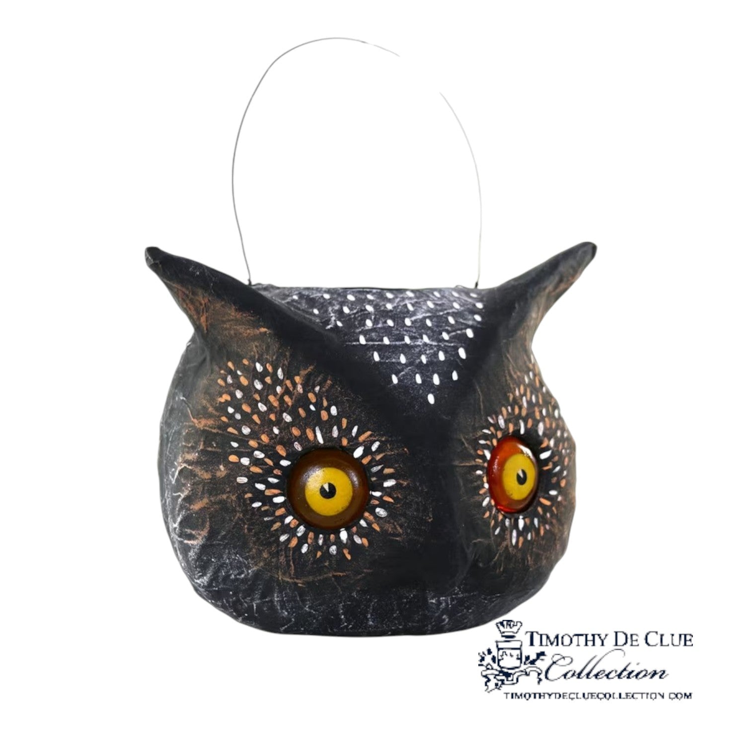 Whoo Owl Candy Bucket | Fall Halloween Decor Vintage Inspired Paper Mache