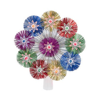 Multicolor Retro 9 Point Star Tree Topper