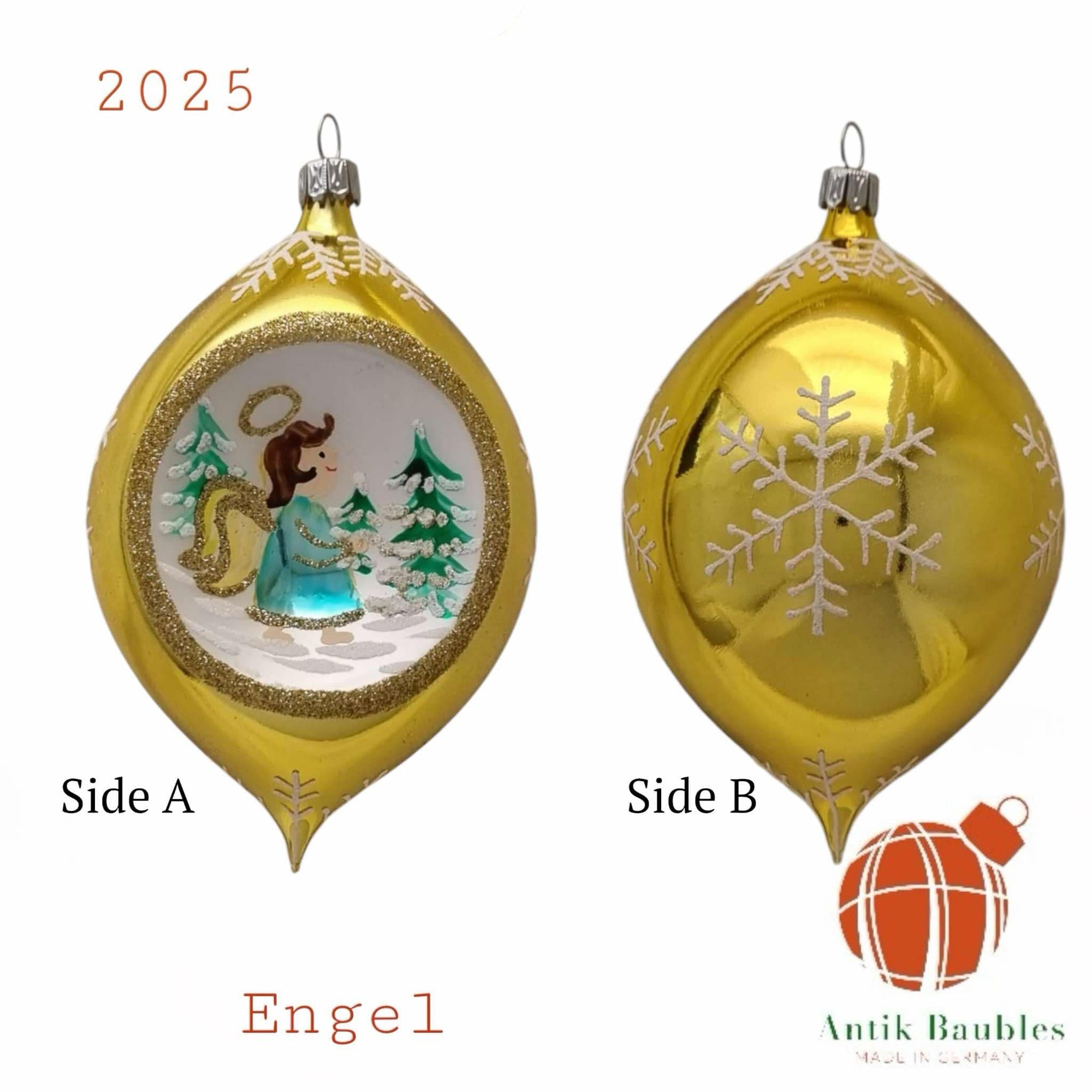 Engel 3.25 in Tear Drop- Antik Baubles Exclusive Christmas Ornament