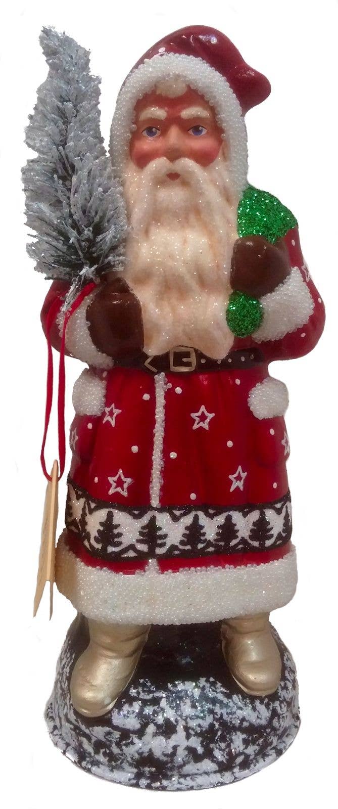 Ino Schaller Red Star and Forest Scene Santa Candy Container