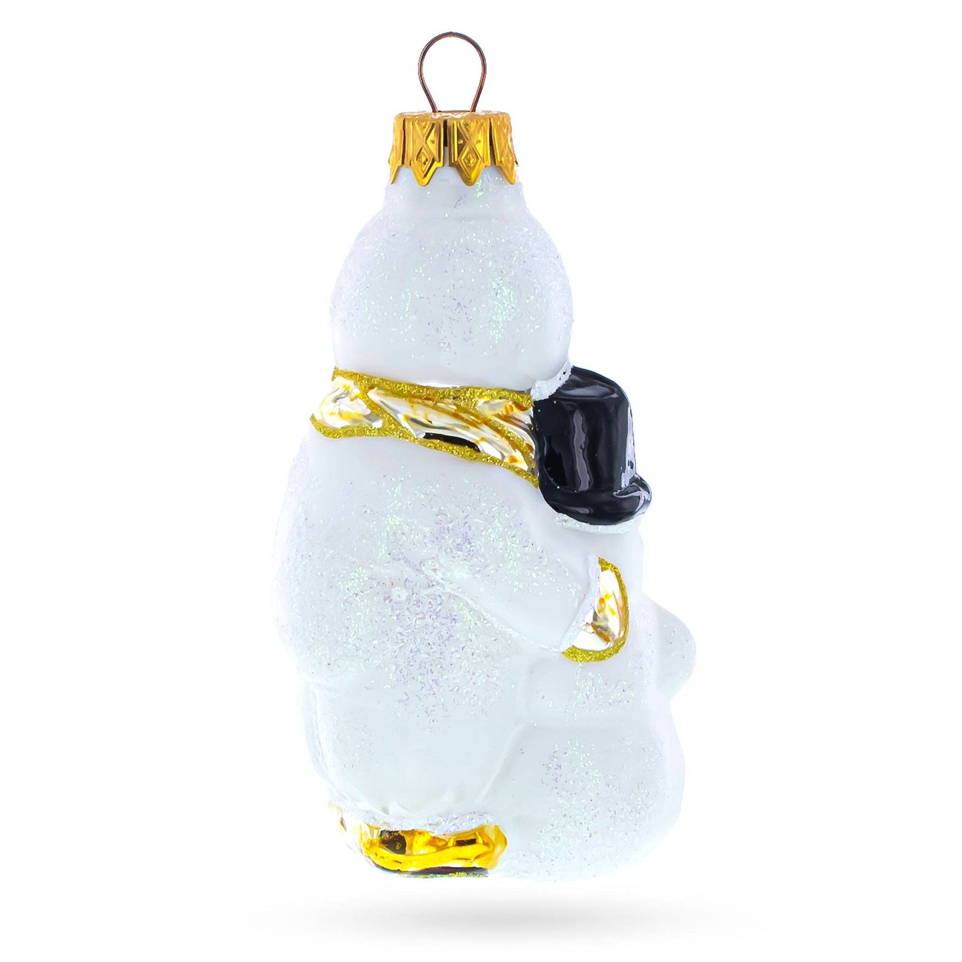 Child Hugging Snowman Glass Christmas Ornament