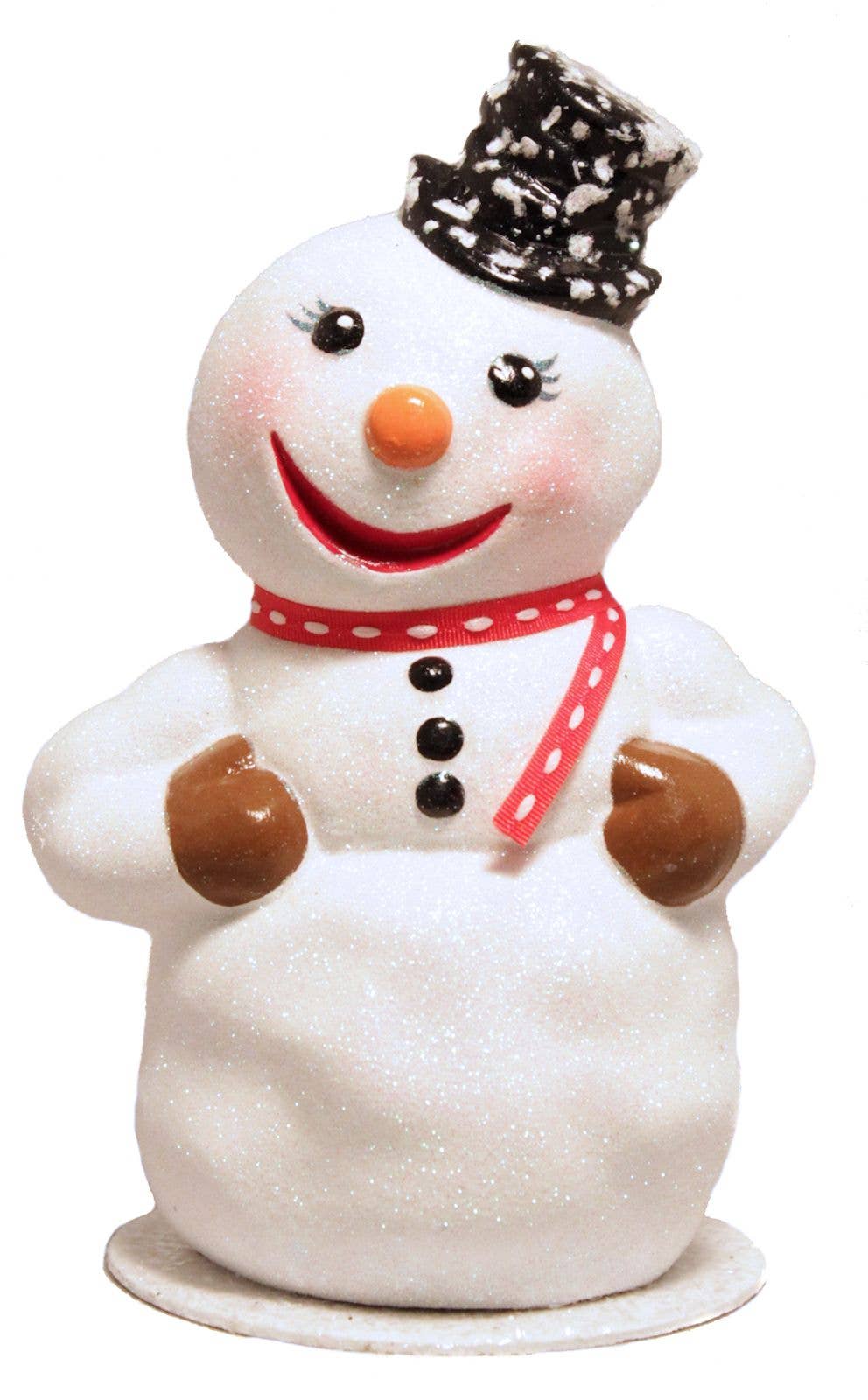 Ino Schaller Glitter Snowman with Top Hat German Paper Mache