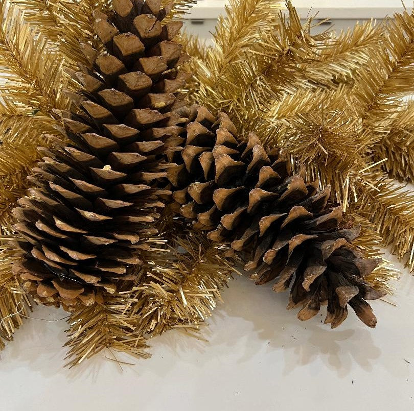 Antique Gold Tinsel Christmas Garland 72"