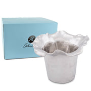 Carmel Ice Bucket in white with ruffled rim and blue branded box