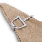 Bit Napkin Rings in beige linen with silver metal hardware detail