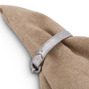 Bit Napkin Rings beige linen with silver metal buckle closure detail