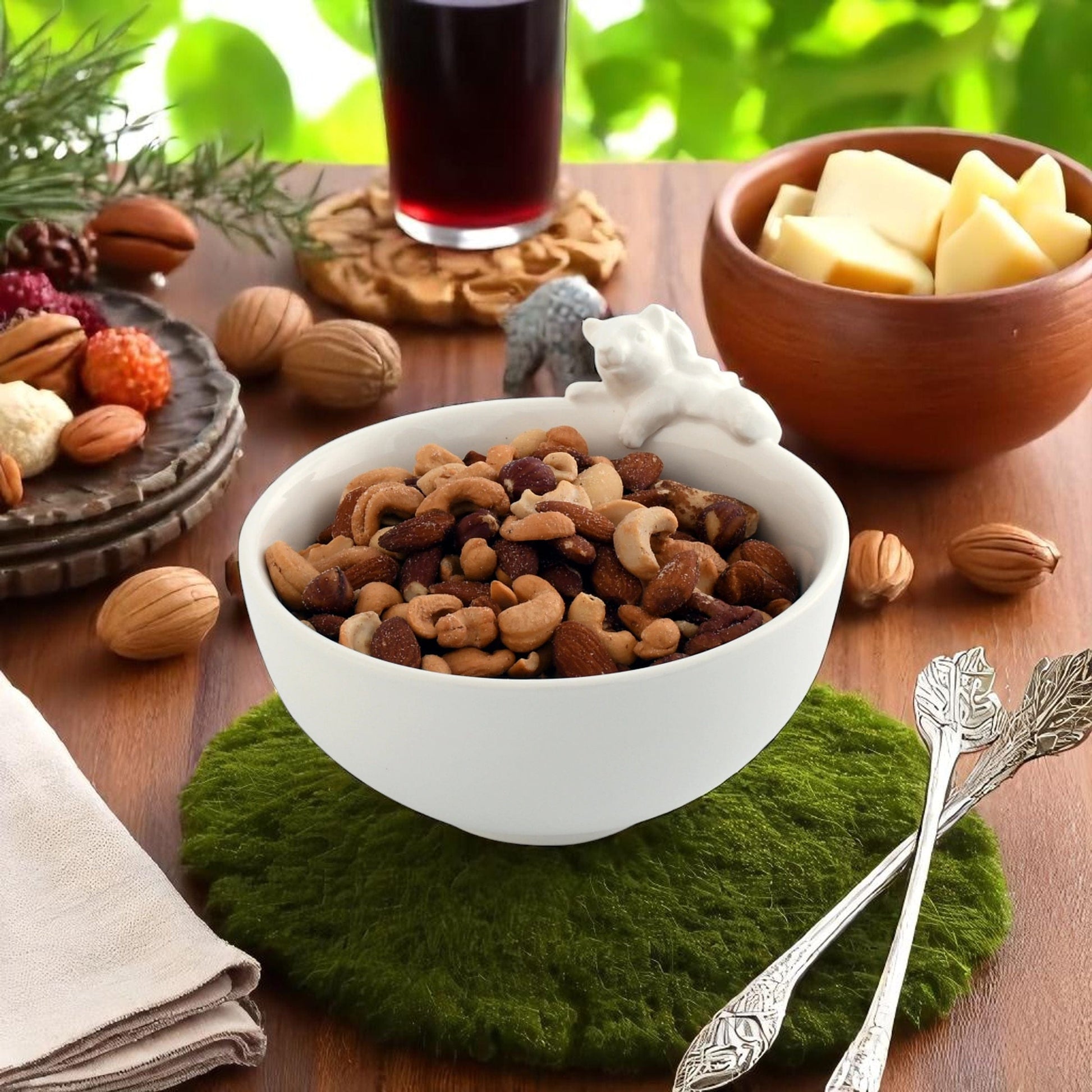 Climbing Squirrel Stoneware Nut Bowl