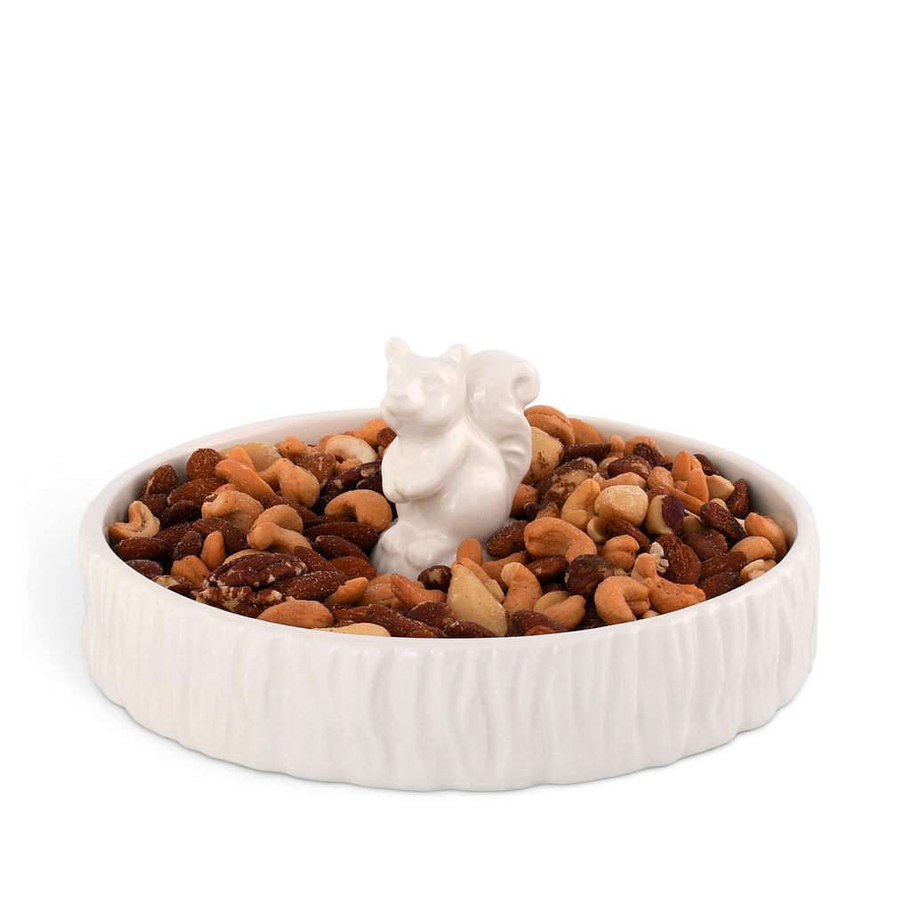 Standing Squirrel Stoneware Nut Bowl