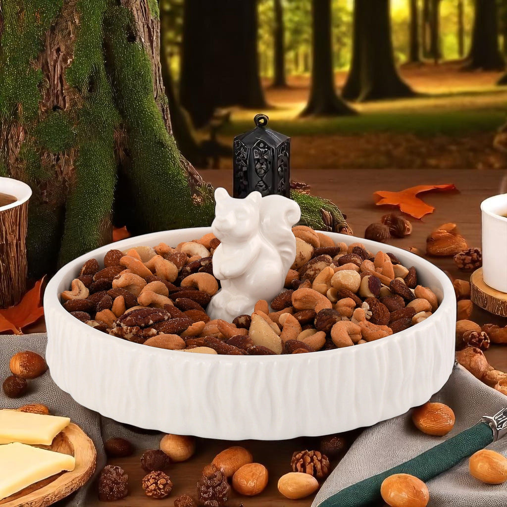 Standing Squirrel Stoneware Nut Bowl