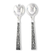 Concho Pattern Serving Set, two silver spoons with ornate black handles
