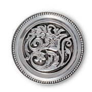 Concho Western Drink Coaster Set of 4, silver metal with ornate scrolled design