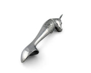 Cow Ice Cream Scoop, silver metal with cow head handle and curved serving bowl