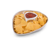 Cowboy Chip and Dip filled with tortilla chips and salsa in heart-shaped container.