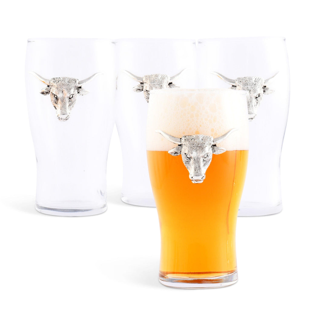 Longhorn Beer Pint Glasses - Set of 4