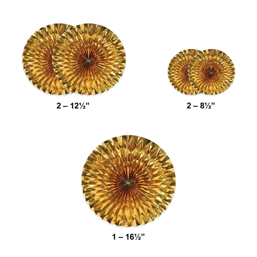 Gold Metallic Fans, 5 per package