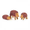 German Wood Miniature Hedgehog Figurine 3 Piece Set