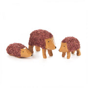 German Wood Miniature Hedgehog Figurine 3 Piece Set