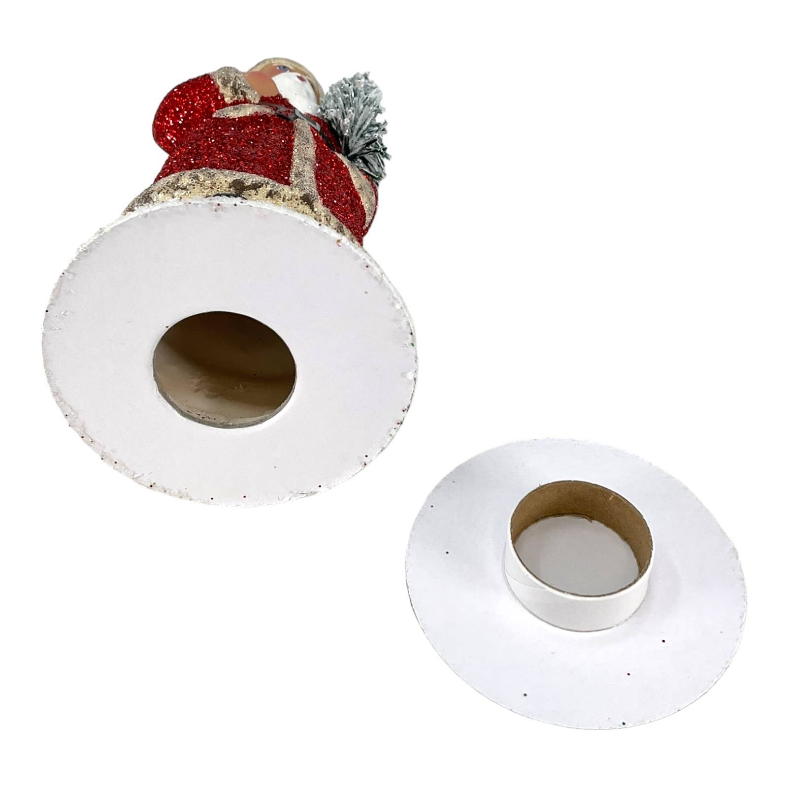 Ino Schaller Red Glitter Santa German Paper Mache Candy Cont