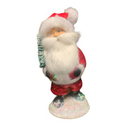 Ino Schaller Red Glitter Santa with Hat German Paper Mache