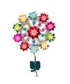 Vintage Inspired Lighted Poinsettia Tinsel Tree Topper