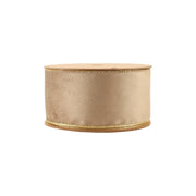 2 1/2" Reversible Classic Velvet Wired Ribbon in Latte/Gold on 10 yard roll