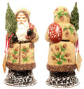 Ino Schaller Pine Cone Santa In Brown Coat Paper Mache