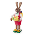 Bunny Rabbit Woman Holding Easter Egg German Wood Figurine