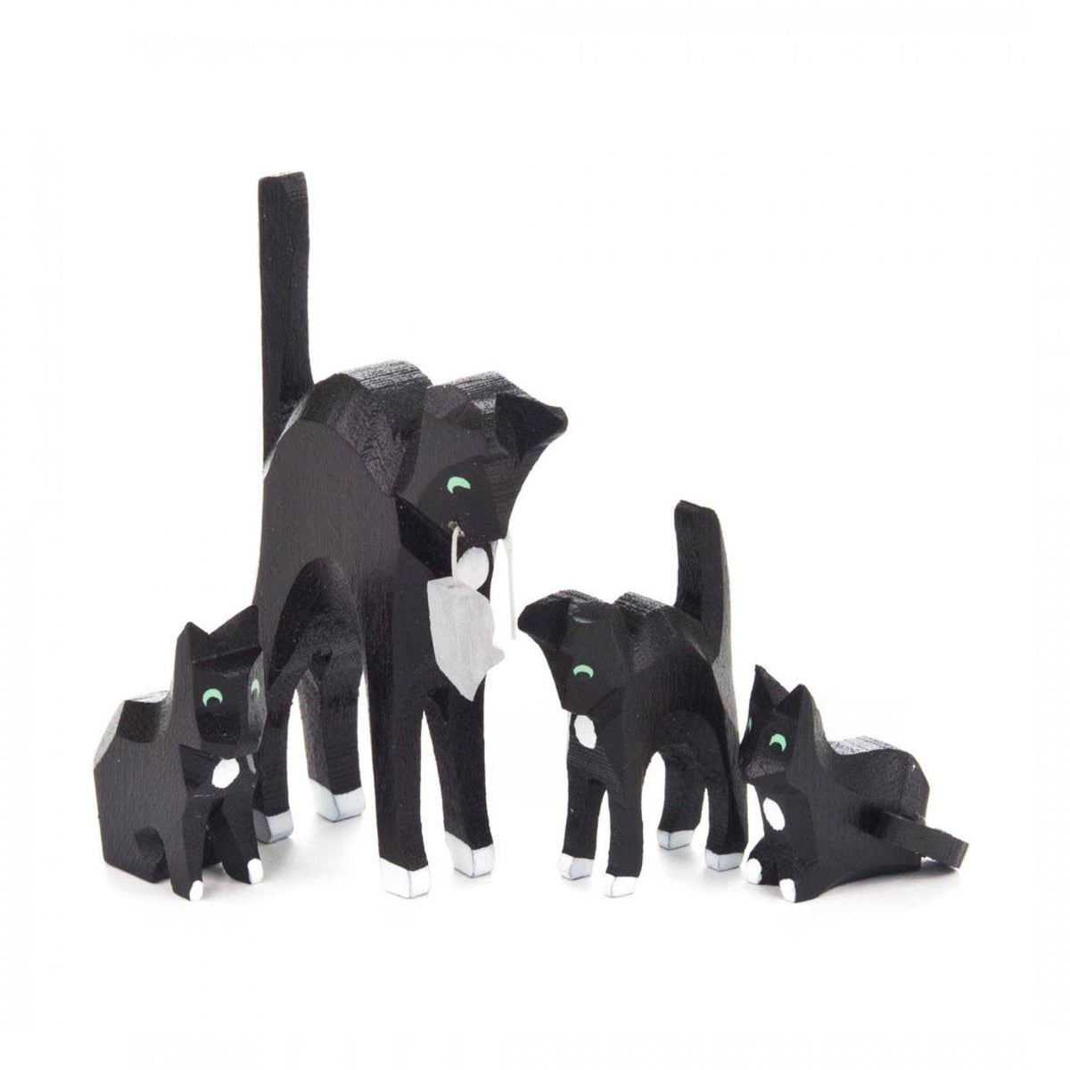 Erzgebirge German Wood Miniature 4 Cats and Mouse