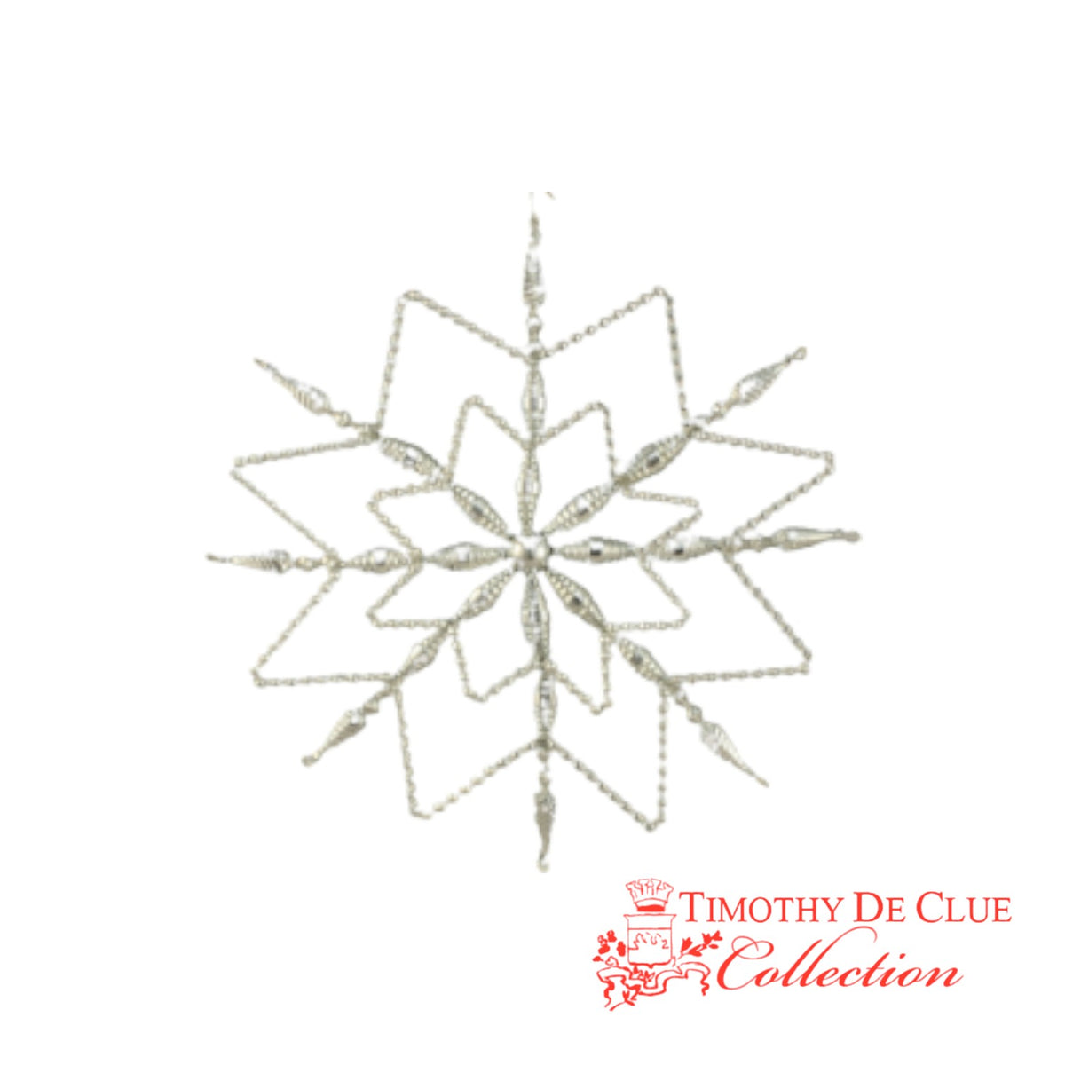 Crystal Lace Flurry beaded snowflake ornament in silver with layered geometric design