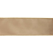 2 1/2" Reversible Classic Velvet Wired Ribbon in Latte/Gold, close-up of fabric texture