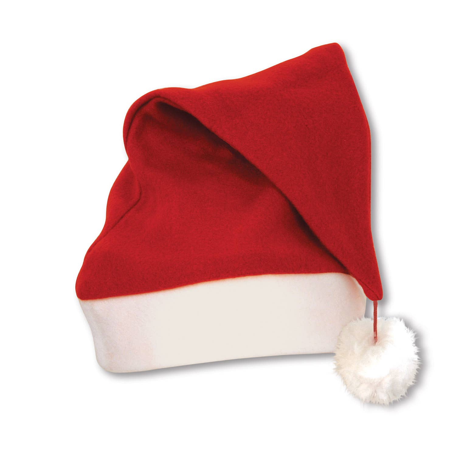 Red Felt Santa Hat with White Trim, One Size Fits Most