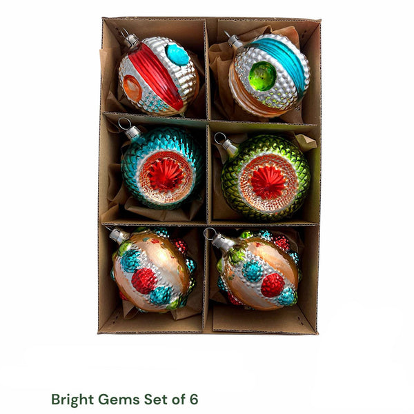 Bright Gems - Set of 6 | 2.25 in - Antik Baubles Christmas Ornament WHLS