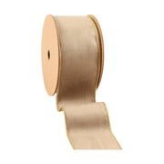 2 1/2" Reversible Classic Velvet Wired Ribbon in Latte/Gold on 10 yard roll