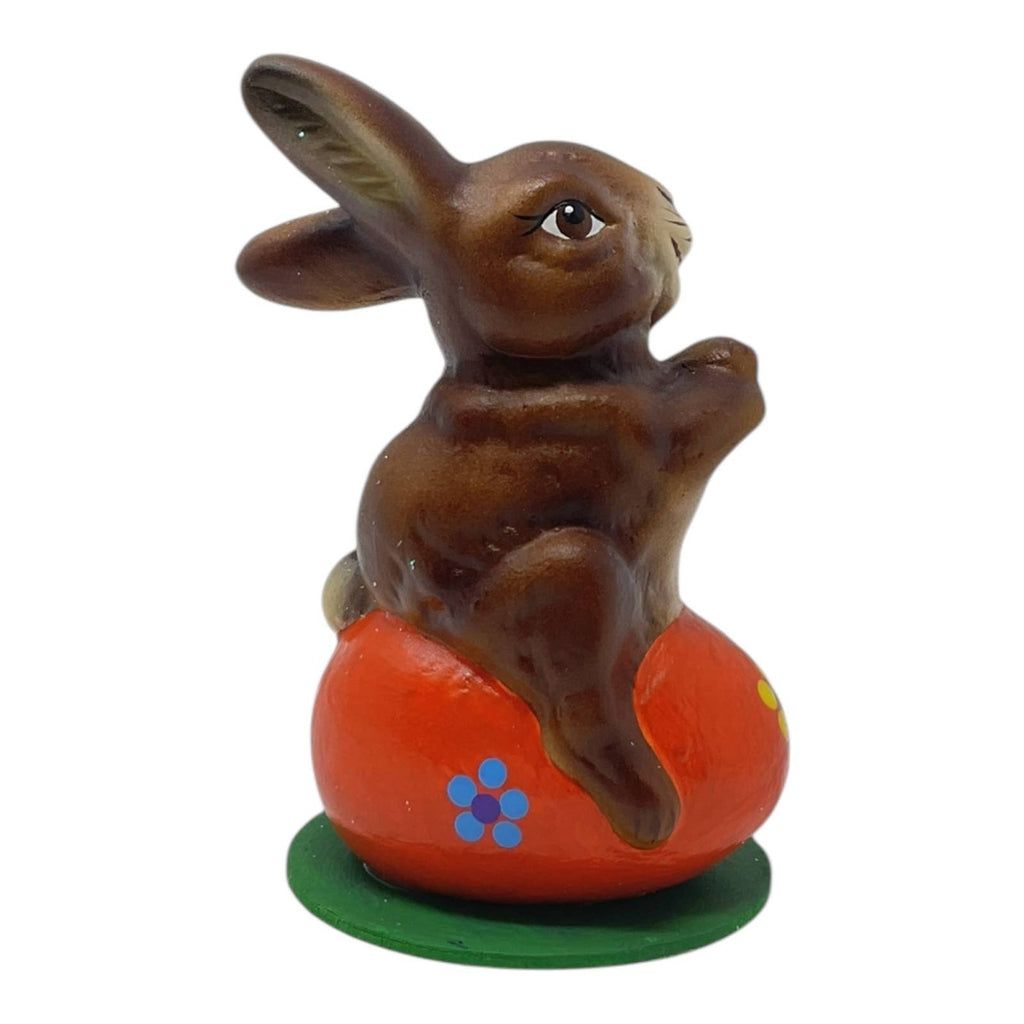Ino Schaller Easter Bunny on Orange Egg German Paper Mache