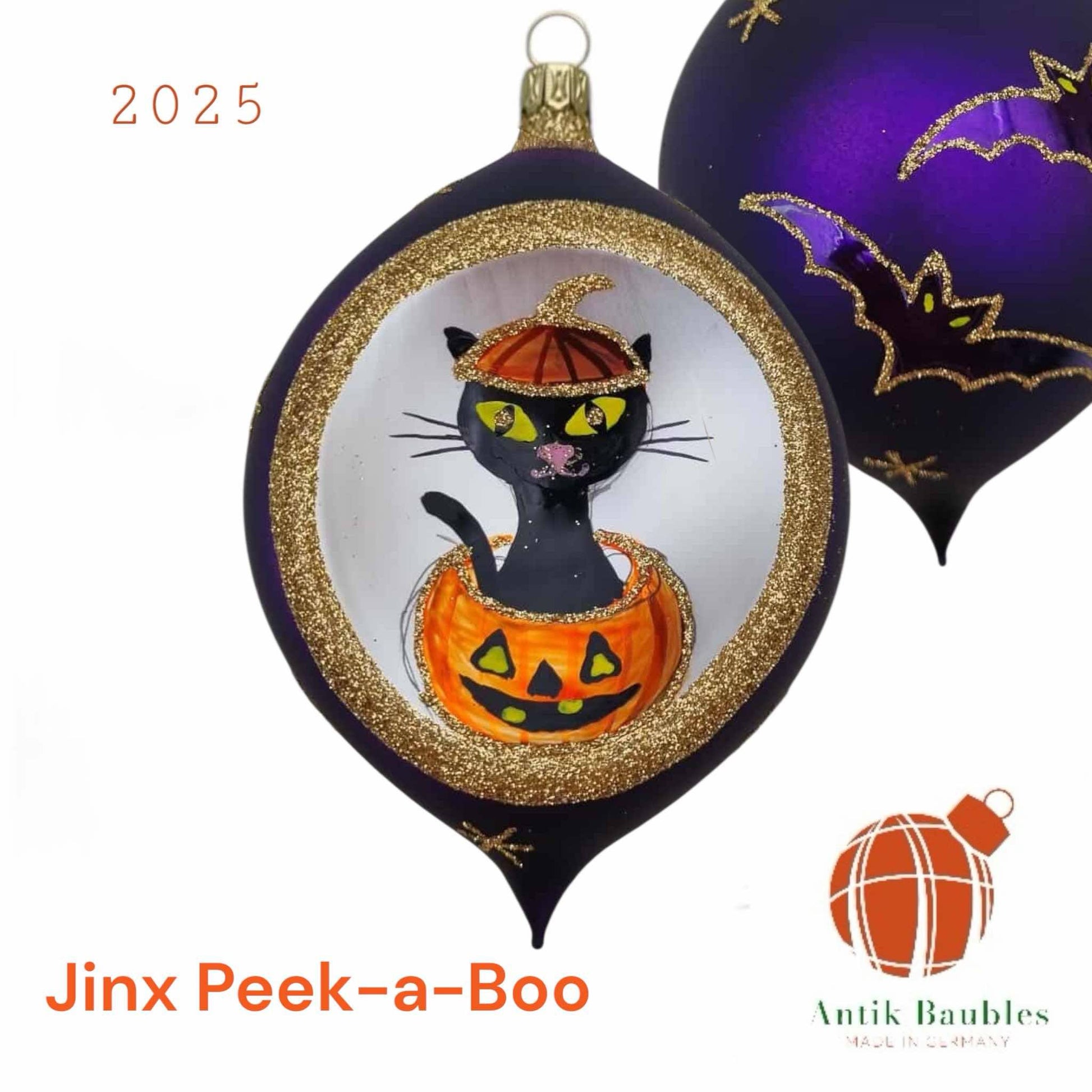 Jinx Peek-a-Boo 3.25 in Tear Drop- Antik Baubles Exclusive Halloween Ornament