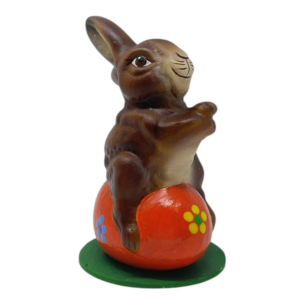 Ino Schaller Easter Bunny on Orange Egg German Paper Mache
