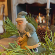 Blue Santa Candy Container - German Paper Mache Christmas Collection