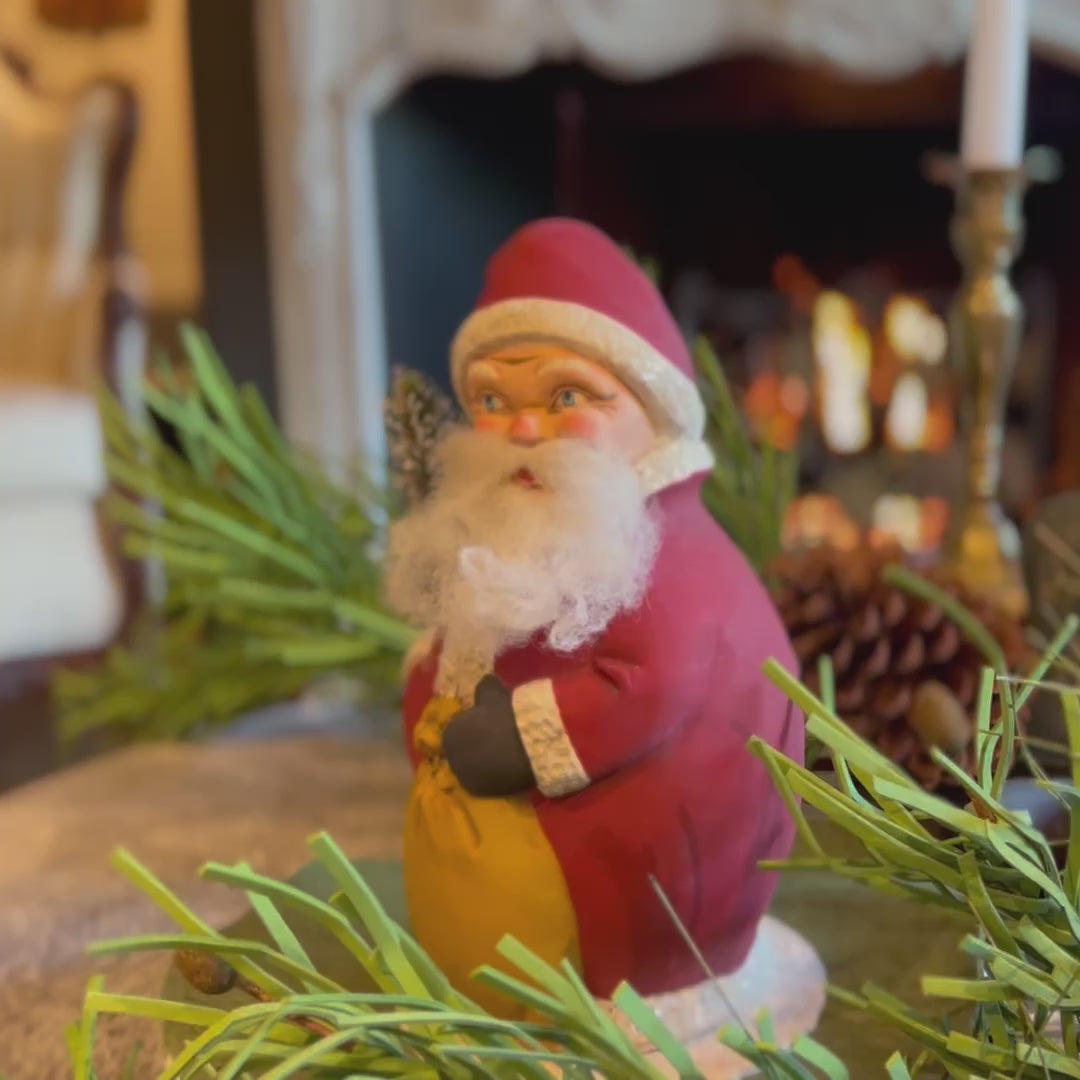 Chubby Santa Candy Container - German Paper Mache Christmas Collection