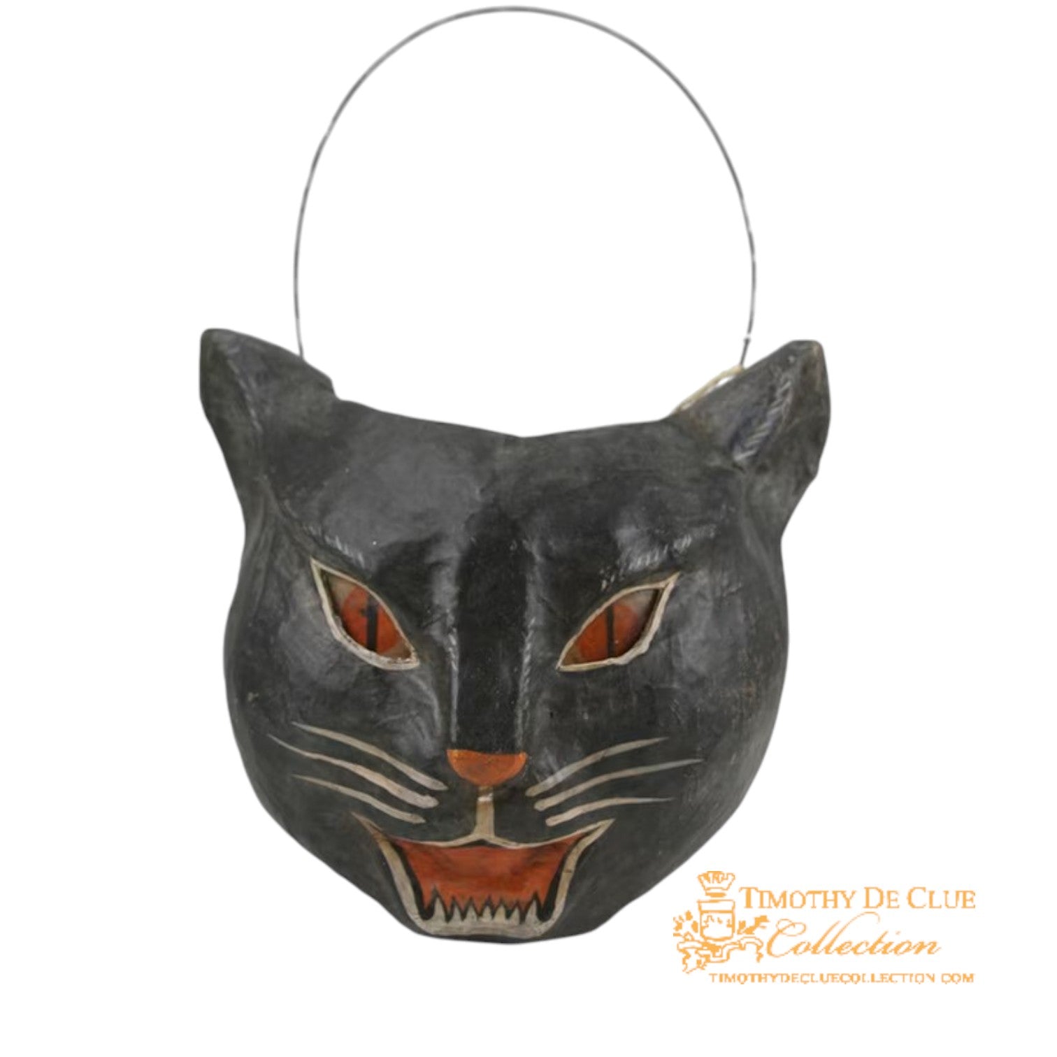 Vintage Scaredy Cat Candy Bucket | Fall Halloween Decor Vintage Inspired Paper Mache