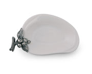 Blueberry Jam Server with white ceramic bowl and pewter berry branch handle