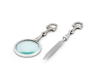 Bit Equestrian Letter Opener, silver metal with magnifying glass and blade attachments