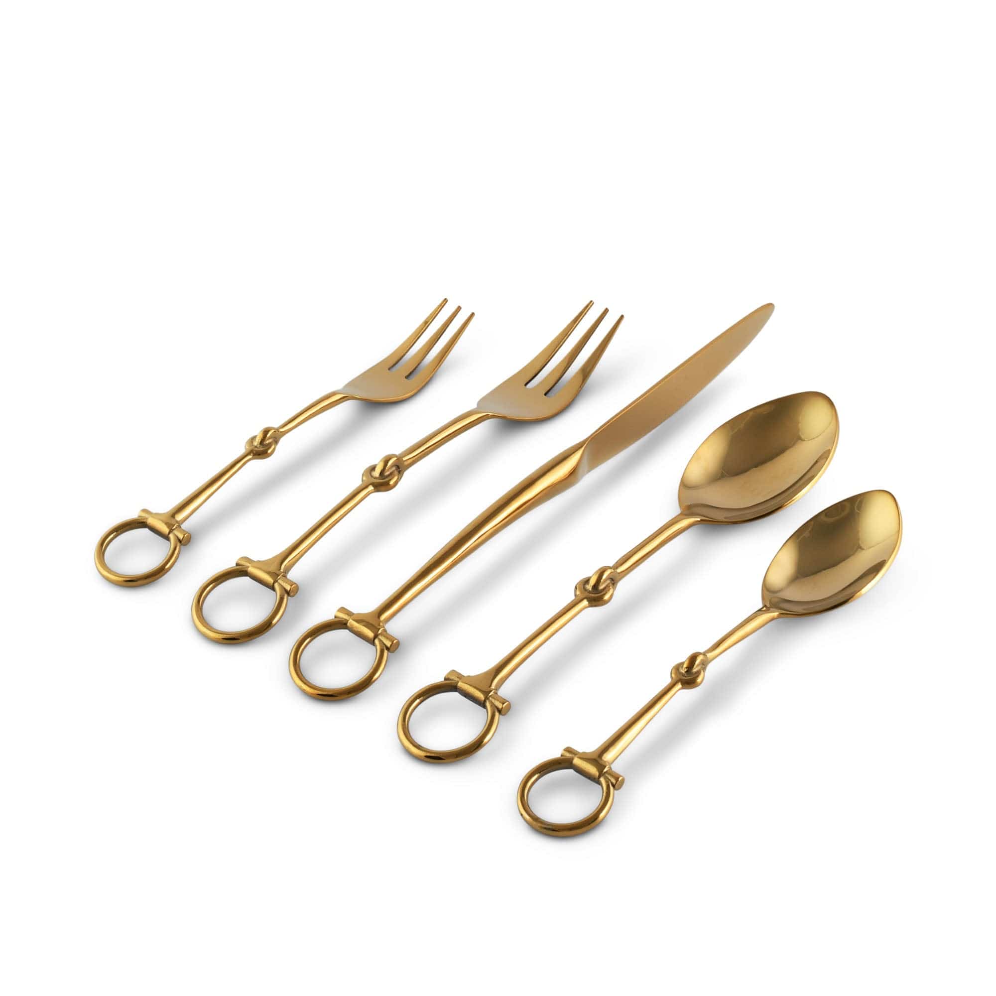 Bit  Five piece Flatware Set - Stainless Steel Shiny Gold