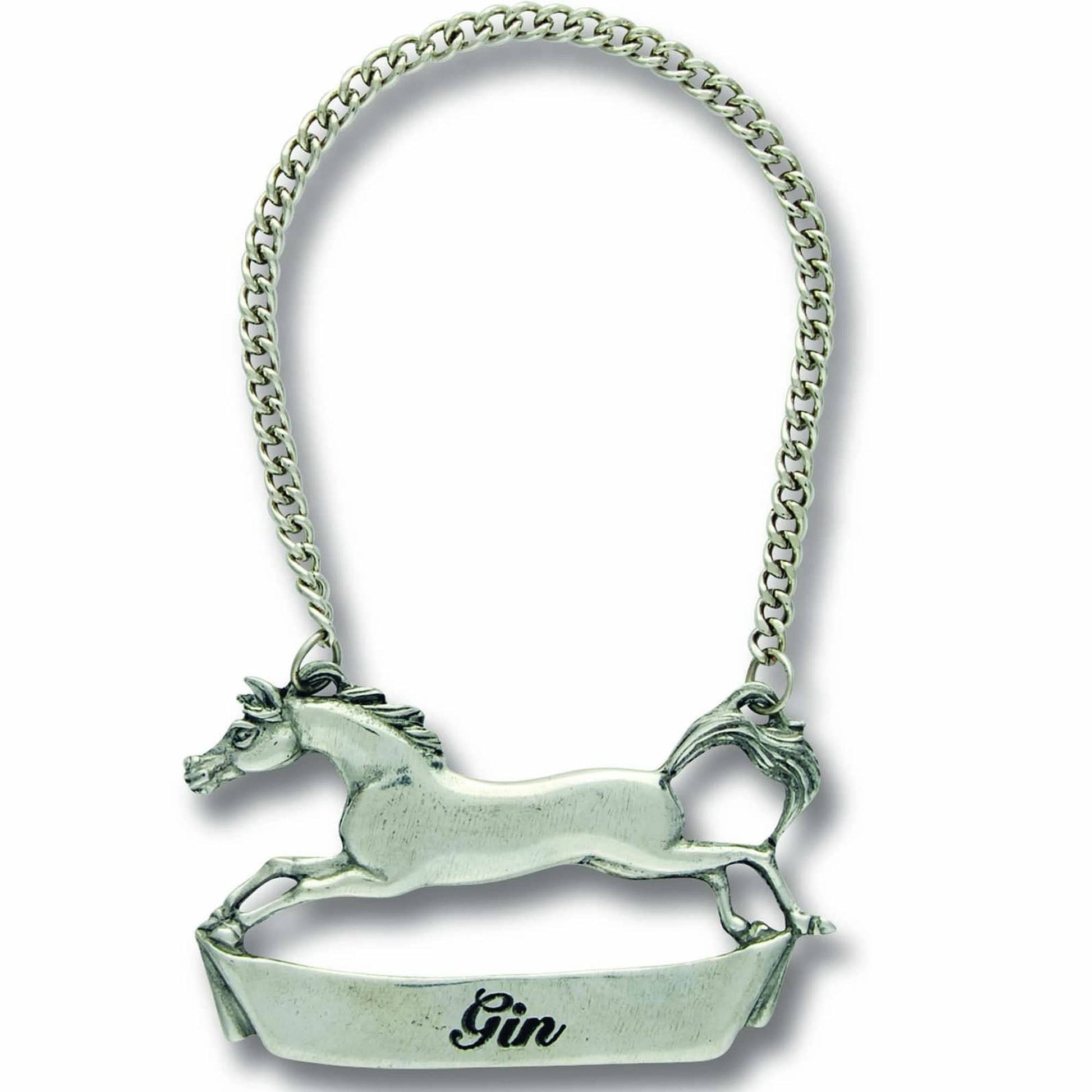 Pewter Galloping Steed Decanter Tags