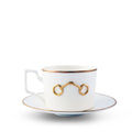 Gold Bit Bone China Cup and Saucer Gold Rim