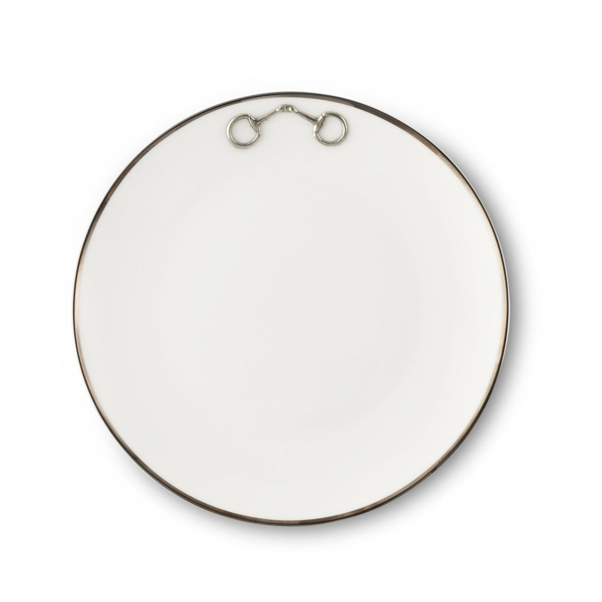 Pewter Bit Bone China Round Salad / Dessert Plate Platinum Rim