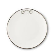 Pewter Bit Bone China Round Salad / Dessert Plate Platinum Rim