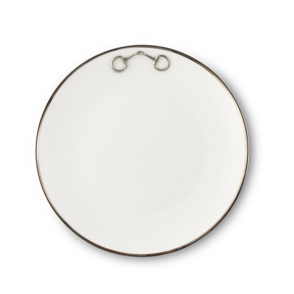 Pewter Bit Bone China Round Salad / Dessert Plate Platinum Rim